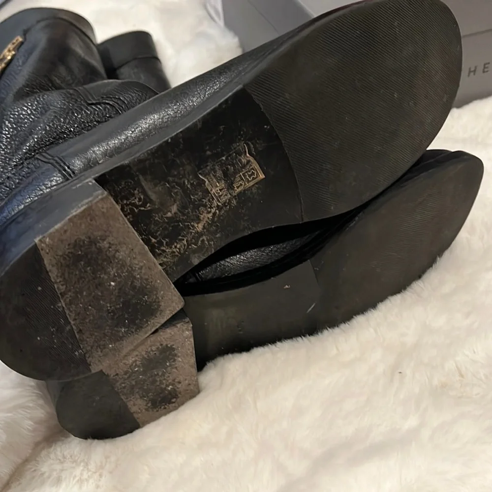 Tory Burch Black Leather Riding Boots, lightly worn